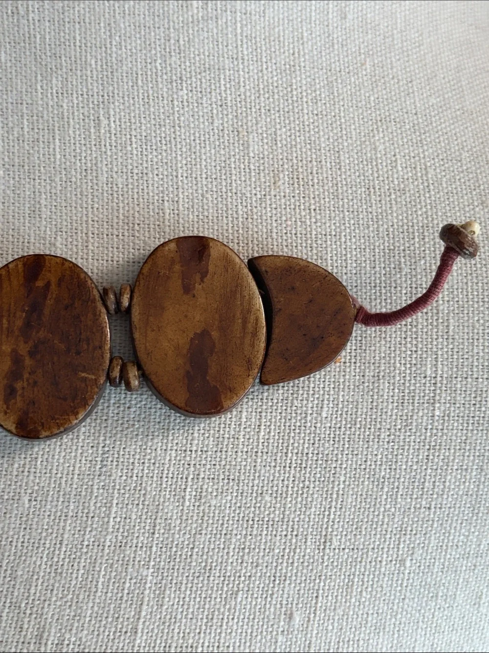 Hand Carved Wood Oval Link Bracelet